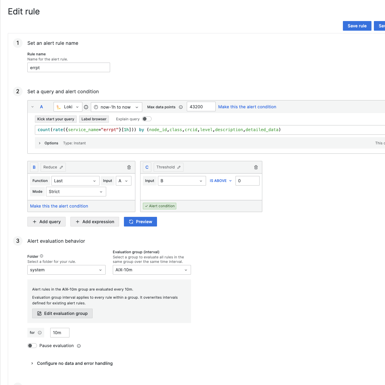 AIXWatch — Grafana alerts for AIX errpt hardware errors